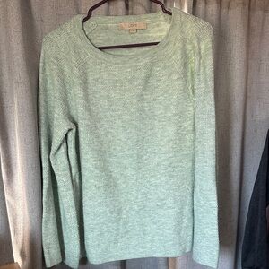 LOFT Light Green Crew Neck Sweater